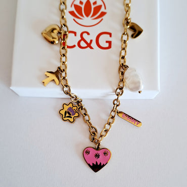 Collana Rose multi charms