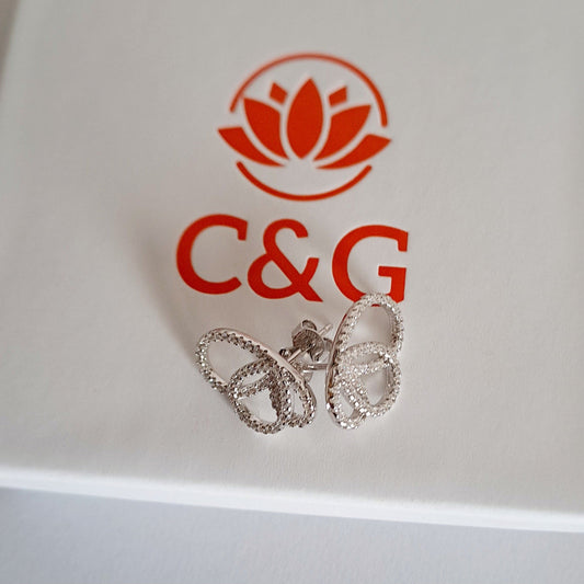 Orecchini con zirconi a farfalla in argento sterling 925