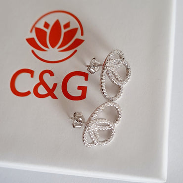 Orecchini con zirconi a farfalla in argento sterling 925