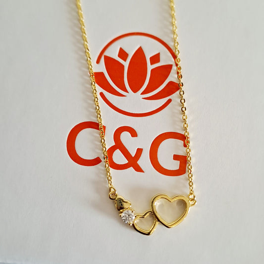 Collana C&G Twin a doppio cuore