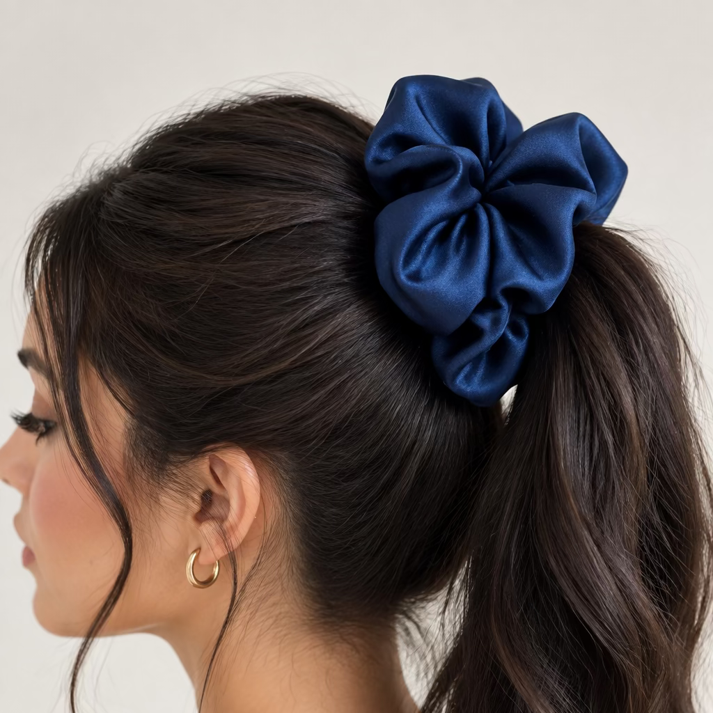 Scrunchies XL Velluto Blu Reale