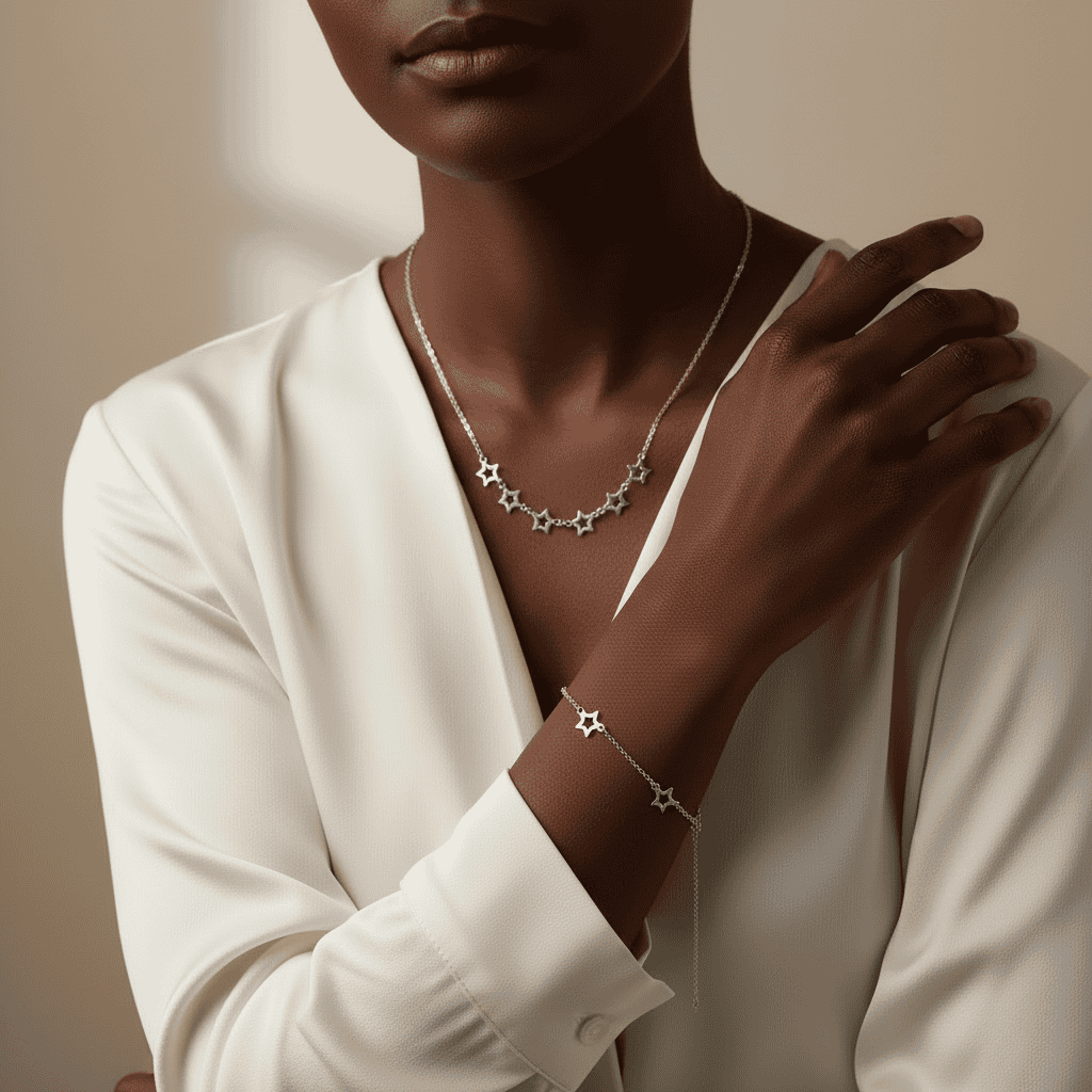 Parure collana bracciale con stelle