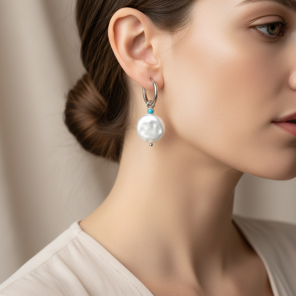 Orecchini pendenti di perle barocche in argento sterling 925