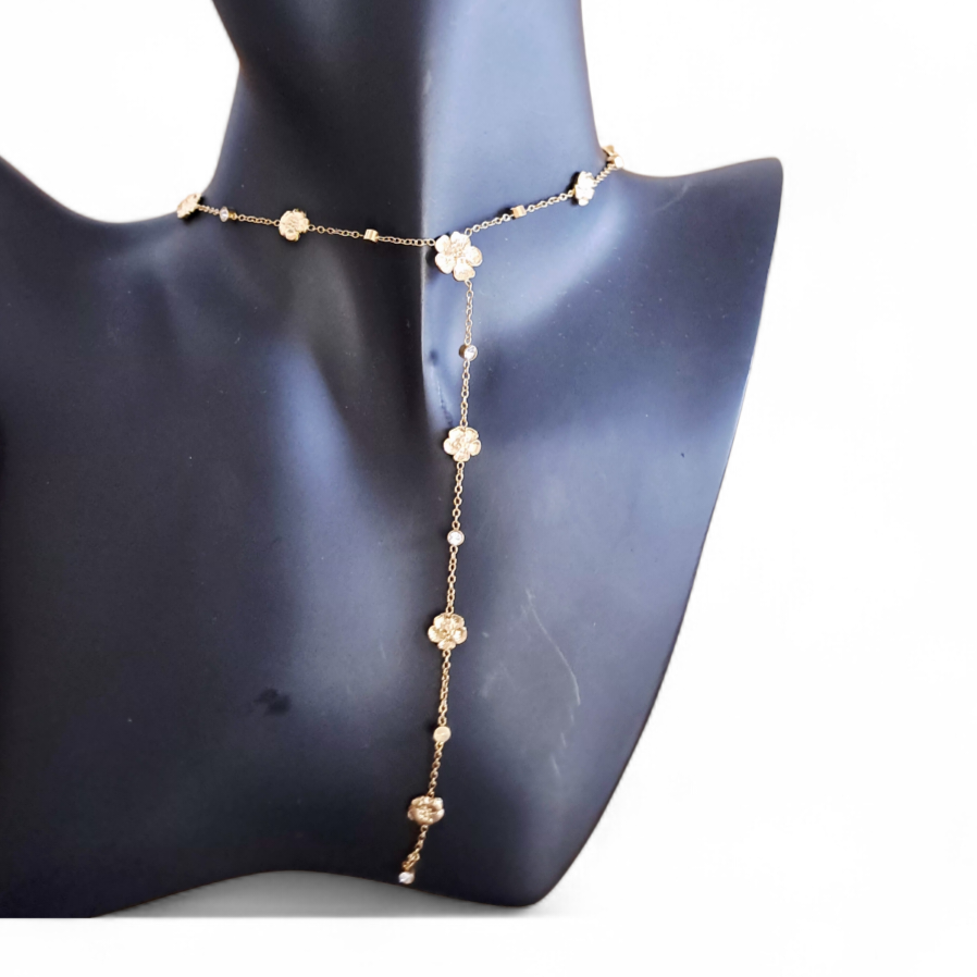 Collana Y Fiore con zirconi