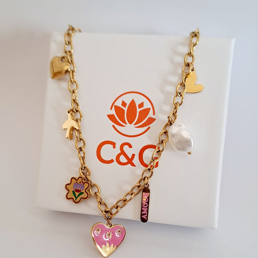 Collana Rose multi charms
