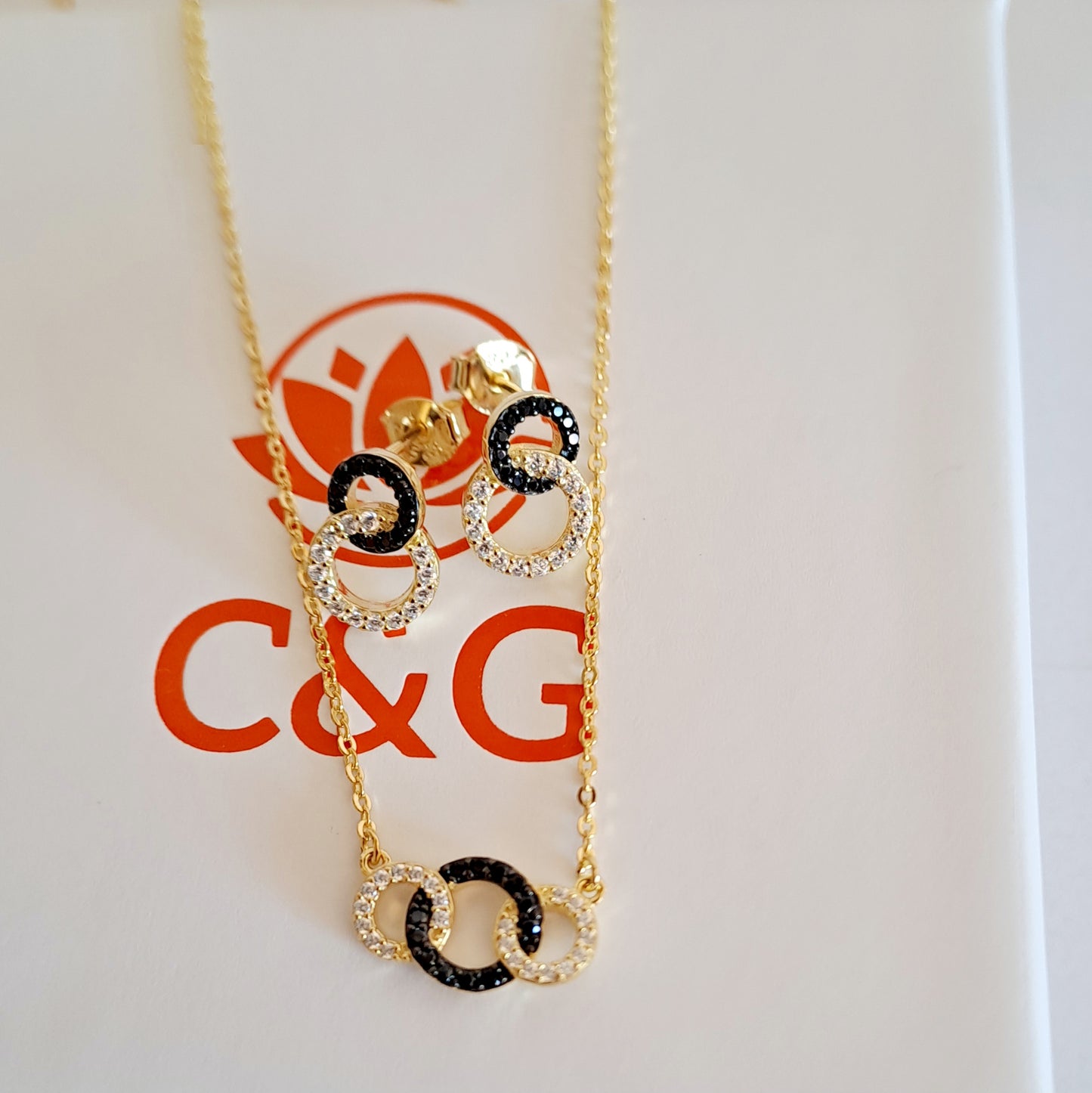 Set di orecchini e collana Augurio - cerchi in argento