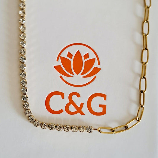 Collana a catena con zirconi