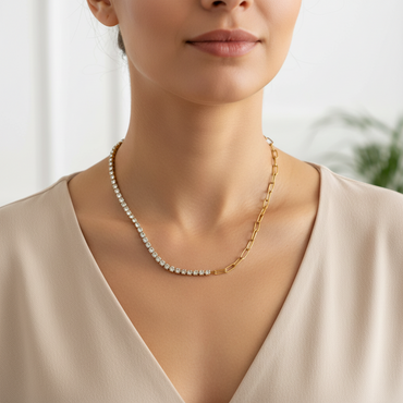 Collana a catena con zirconi