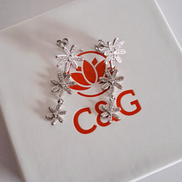 Orecchini a fiori Scintillanti in argento sterling