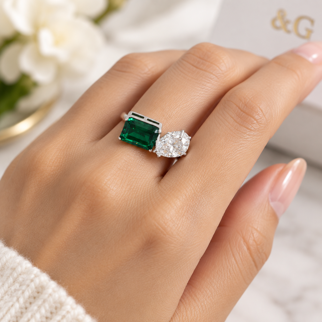 Anello regolabile Eternity argento 925 verde bianco