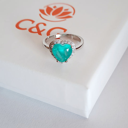 Anello Luxury a cuore regolabile in argento sterling 925