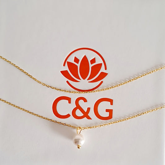 Collana a doppia  catena in argento con perla