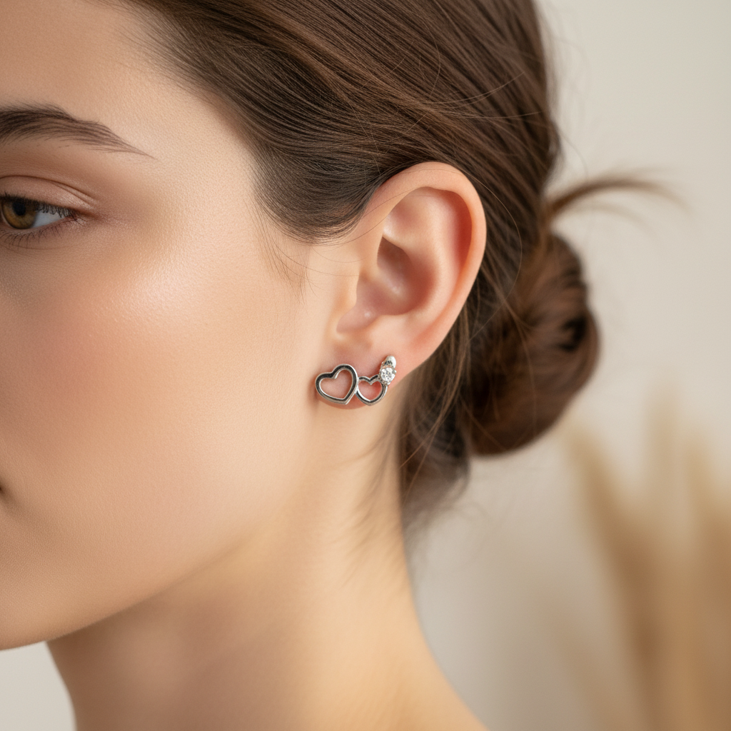 Boucles d'oreilles jumelles en argent sterling 925