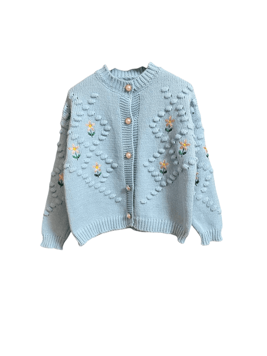 Cardigan all'uncinetto floreale