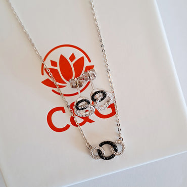 Set di orecchini e collana - cerchi in argento