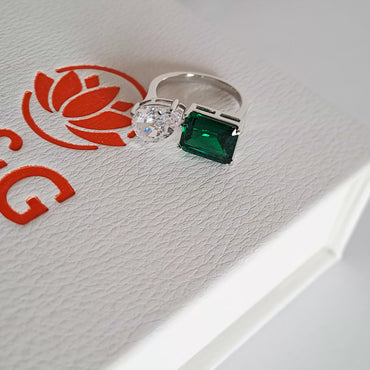 Anello regolabile Eternity argento 925 verde bianco