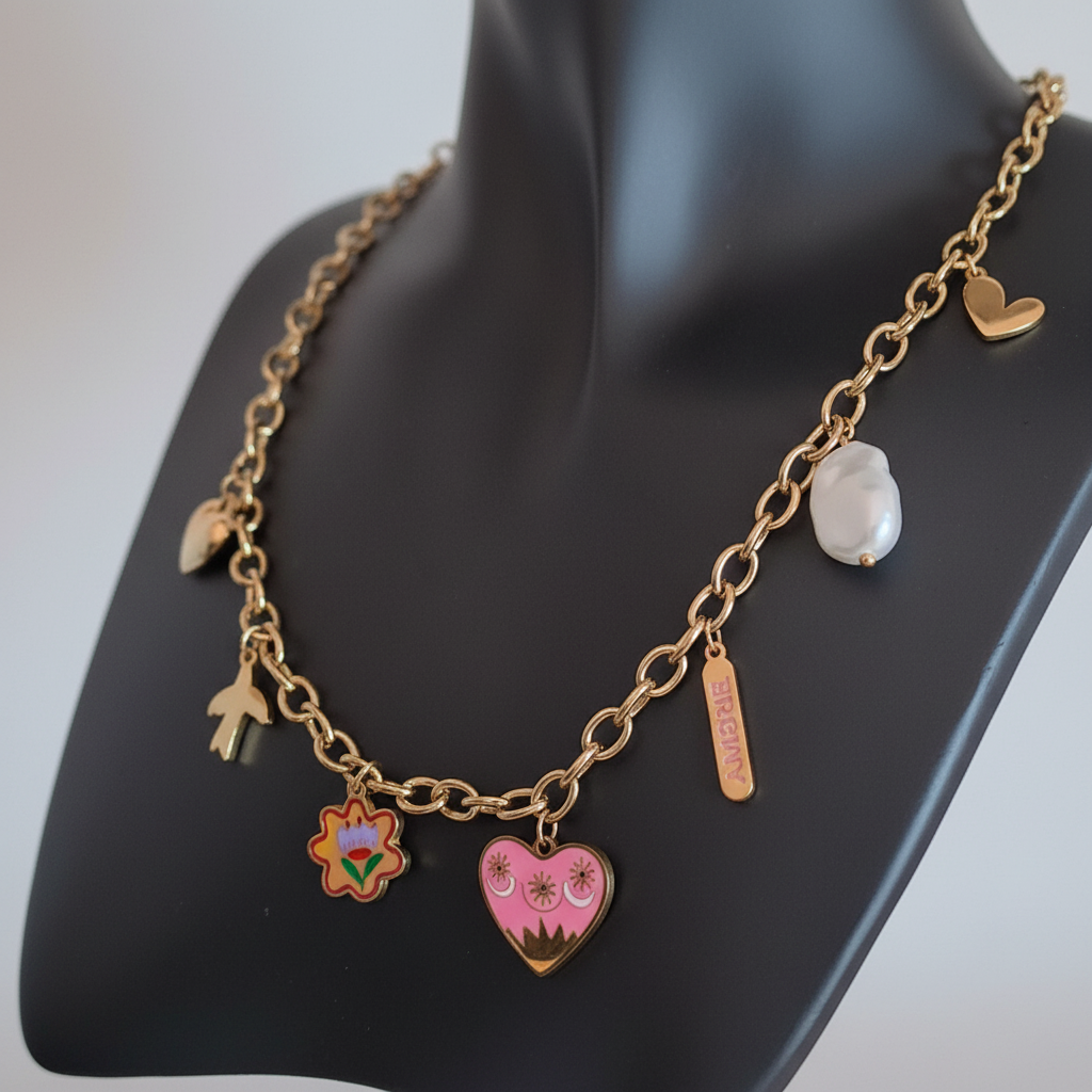 Collana Rose multi charms