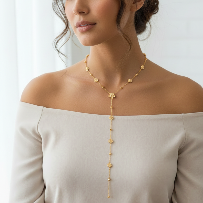 Collana Y Fiore con zirconi